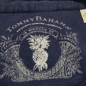 Tommy Bahama Vintage ThermalHenley Polo Mens Long Sleeve SILK Blend Navy Large image 3