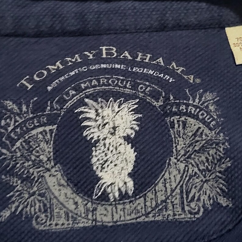 Tommy Bahama Vintage ThermalHenley Polo Mens Long Sleeve SILK Blend Navy Large image 3