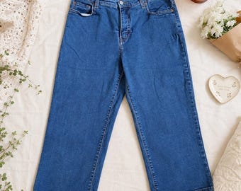 Jeans capri Levi's 512 Perfectly Slimming, lavaggio medio, blu denim, lunghezza cropped, taglia 12
