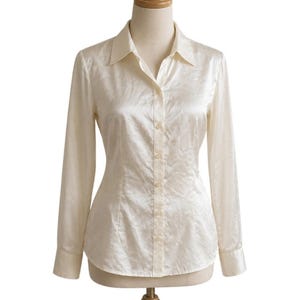 Vintage Cream Silk Shirt Women - Etsy