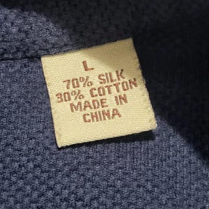 Tommy Bahama Vintage ThermalHenley Polo Mens Long Sleeve SILK Blend Navy Large image 2