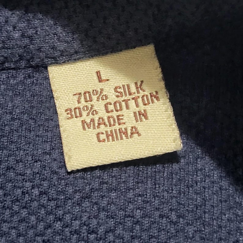 Tommy Bahama Vintage ThermalHenley Polo Mens Long Sleeve SILK Blend Navy Large image 2