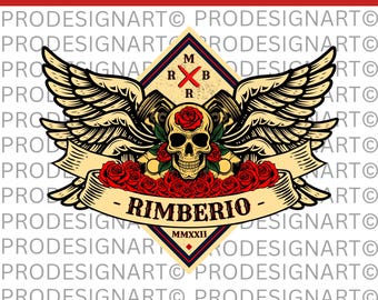 Rose Skull Biker SVG Bundle | Vintage Tattoo Motorcycle Design (Digital File)