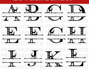 Split Monogram Alphabet SVG: Cricut & Silhouette Cut Files (Digital Download