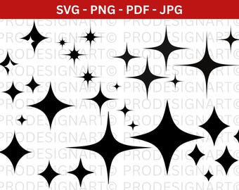 Sparkle Stars SVG Bundle | Galaxy Clipart, Cut Files (Instant Download)