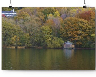 Poster de photographie d'art - Reflets d'automne sur le lac | Art mural nature calme