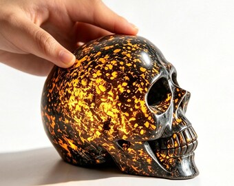 4inch Natural Yooperlite skull，Crystal skull carved，Skull collection，Crystal ornament，Home decor，Crystal Gift，Reiki healing 1PC
