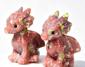 Sesame Stone Dragon carved，Hand Carved Crystal Dragon Figurine，Dragon Statue，Healing Stone Animal Sculpture，Home Office Ornament Gift 1pc