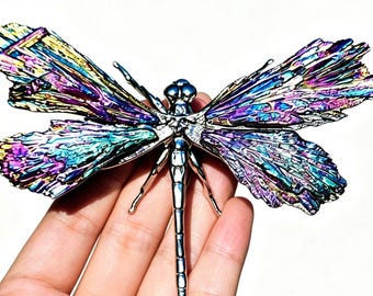 Natural Tourmaline Dragonfly Statue，Crystal Dragonfly carving，Dragonfly Figurine，Animal Sculpture，Home Ornament Gift