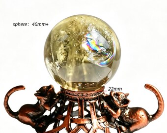 Retro Two Cat Crystal Ball base, Metal cat sphere stand, Alloy crystal sphere stand,  Table Display Base，Home decor，Crystal gift