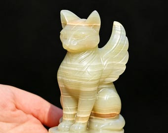 Afghan jade Cat carving，Hand carved Crystal Angel cat statue，Gemstone cat Figurine，Home decor，Desk Decor Spirtual Gift for Cat Lovers