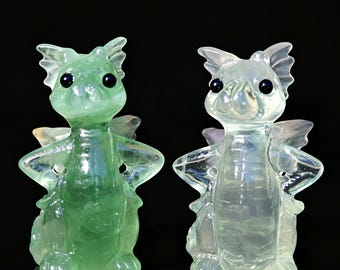 Green Fluorite Dragon Statue，Hand Carved Crystal Dragon Figurine，Healing Stone Animal Sculpture，Home Office Ornament Gift