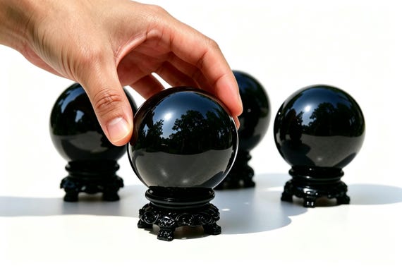 50mm+ Obsidian sphere with stand,Polished healing crystal ball,Home altar decor,Home Office Ornament Gift,Energy cleansing crystal