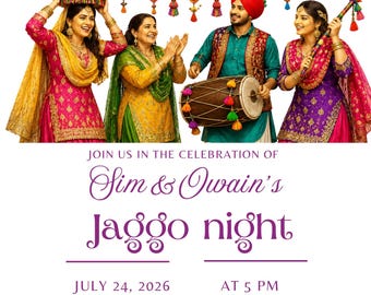Jaggo Night Invitation Template | Punjabi Wedding Canva Invite (Digital Download)