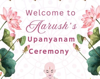 Upanayanam Welcome Sign | Sacred Thread Ceremony, Lotus Diya Design (Digital Download)