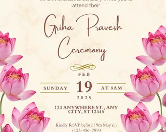 Custom Griha Pravesh Invitation | Indian Housewarming Digital Invite