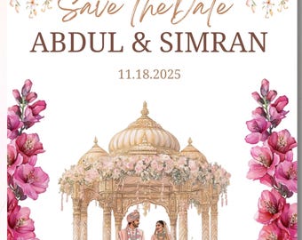 Indian Floral Mandap Save the Date Announcement (Digital Download)