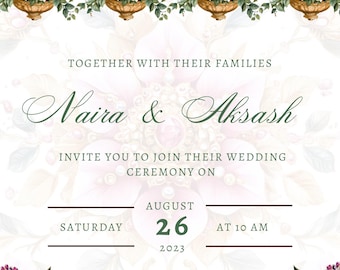 Modern Indian Wedding Invitation Template | Elegant Floral Design (Digital Download)