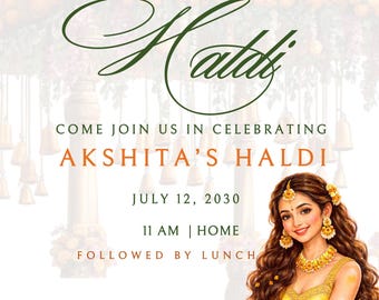 Floral Marigold Haldi Ceremony Invitation, Indian Wedding Canva Template (Digital Download)