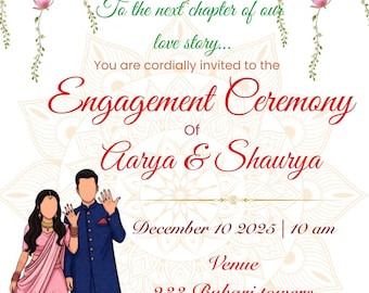 Indian Engagement Invitation Template | Ring Ceremony, Roka E-Invite (Digital Download)