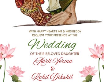 South Indian Wedding Invitation Template | Traditional Hindu Ceremony Invite (Digital Download)