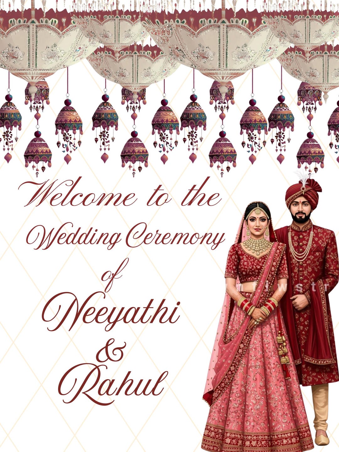Indian Wedding Welcome Sign | Editable Canva Template (digital Download ...