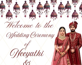 Indian Wedding Welcome Sign | Editable Canva Template (Digital Download)