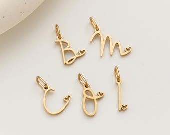 Gold Initial Letter Charm Pendant 2PCS, A–Z Alphabet Charm for Personalized Jewelry Making