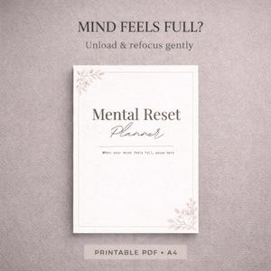 Planejador de Reinicialização Mental | Alívio do Estresse, Reestruturação de Pensamentos (Download em PDF A4)