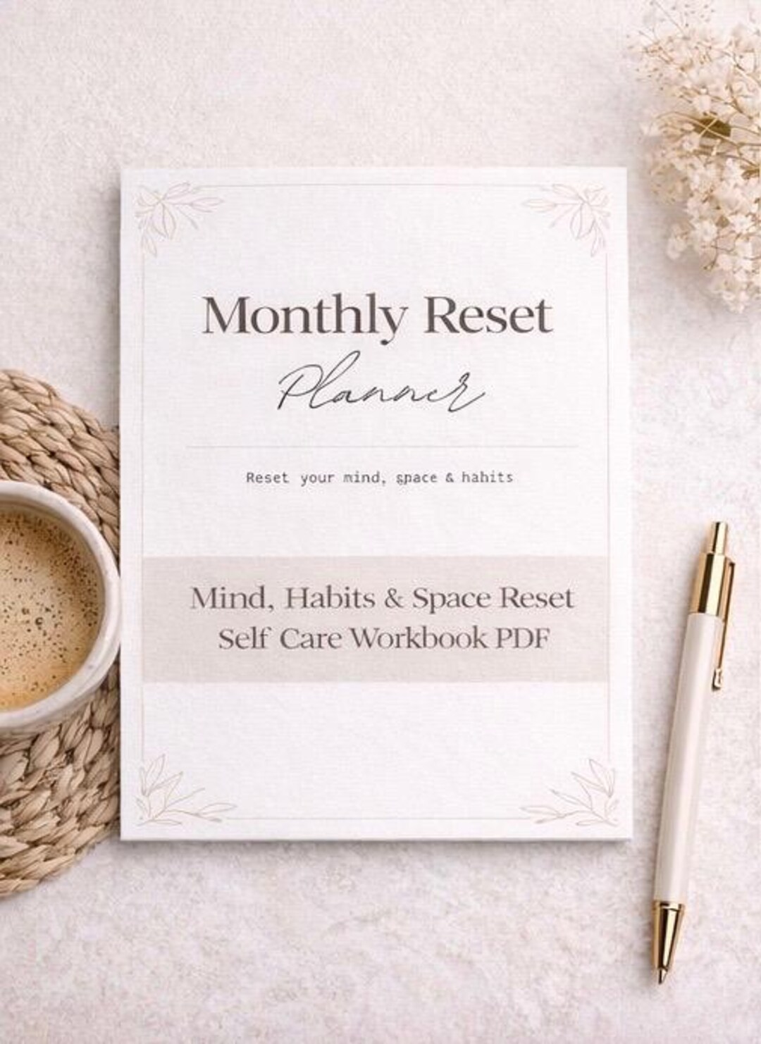 Monthly Reset Planner Printable | Minimal Self Care & Habit Reset PDF ...