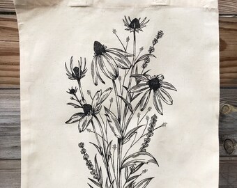 Coneflower & Lavender Tote Bag