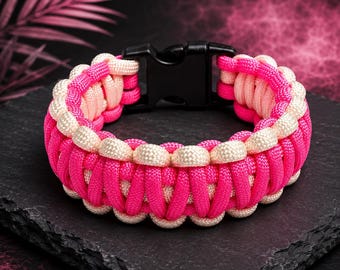 Courage in Pink - King Cobra Double Weave | Paracord Bracelets Handmade | Custom Colors | Military & Tactical Style | Durable Gear