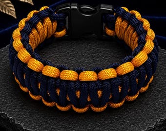 Patriot Midnight Gold - King Cobra Double Weave | Paracord Bracelets Handmade | Custom Colors | Military & Tactical Style | Durable Gear