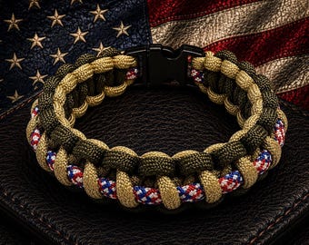 American Warrior Edition - Interwoven Weave | Paracord Bracelets Handmade | Custom Colors | Military & Tactical Style | Durable Gear