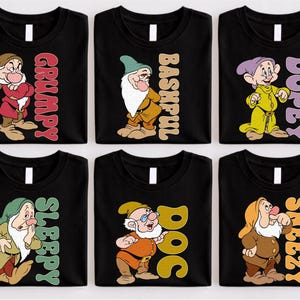Seven Dwarfs DISNEY Shirts, Snow White Dwarfs Tee, Grumpy Dopey Doc Bashful Tees, Snow White Shirts, Disney Family Group Shirts, 7 Dwarfs