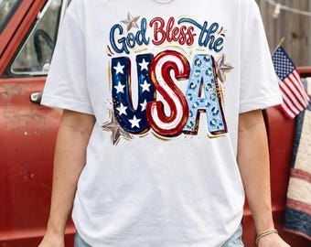 Camiseta "Dios bendiga a los EE. UU.", camiseta del 250 aniversario, camiseta con la bandera estadounidense, camiseta del 4 de julio.