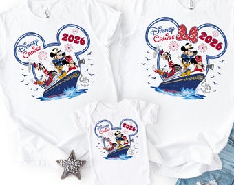Camisetas familiares para cruceros Disney 2026, camisetas personalizadas a juego para vacaciones, camiseta para cruceros