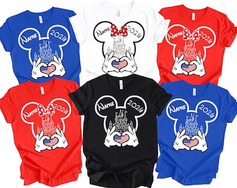 Camiseta de viaje a Disney para el 4 de julio, camisetas a juego para toda la familia, atuendo patriótico para las vacaciones.