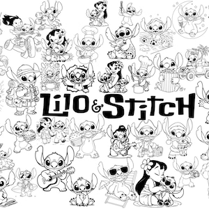 Stitch SVG Bundle | 40 Files – Cute Alien Tropical Cartoon Characters Files More PNG + SVG | Instant Download for Cricut and Silhouette