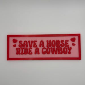 Letrero "Salva un caballo, monta un vaquero" / Decoración romántica de vaqueros / Letrero del oeste de BookTok / Letrero de color personalizado / Decoración romántica para estanterías / Elsie Silver