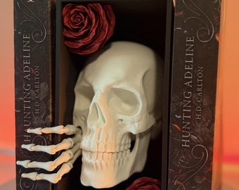 Eindringliche Adeline inspirierte Totenkopf & Rose Buchecke - Dark Romance Decor