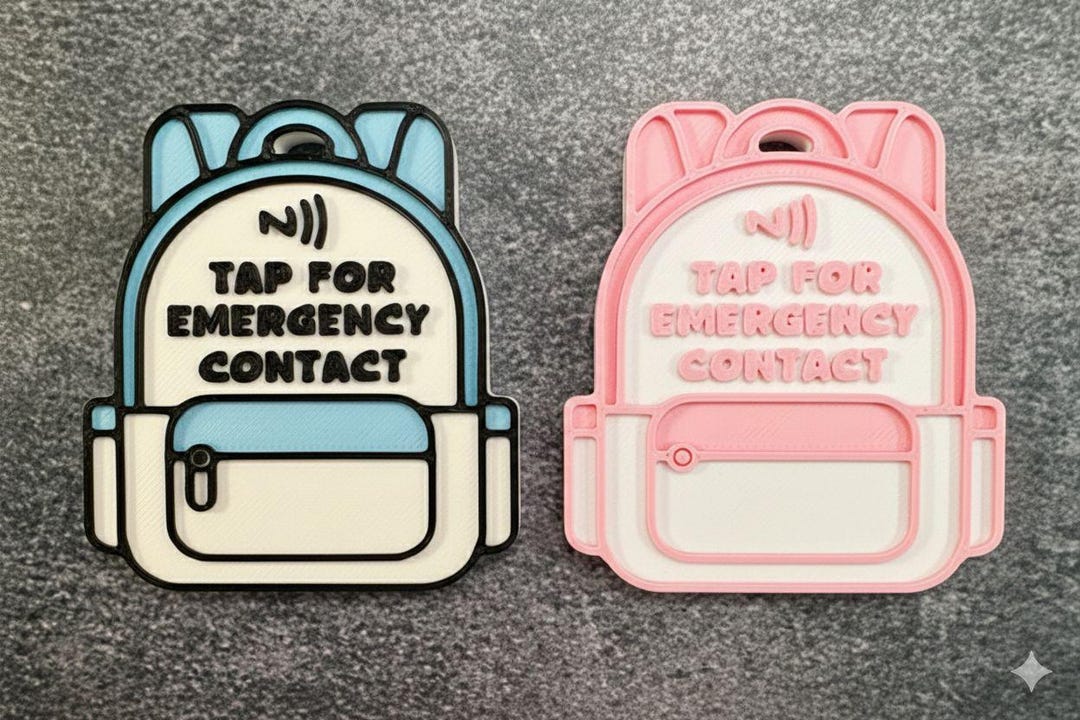 Personalized NFC Backpack Emergency Contact Tag. - Etsy