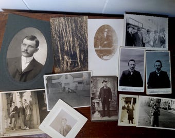 Lot of 13 Antique Photos of Interesting Gentlemen