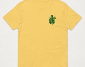 Camiseta con escudo de Brasil bordado, camiseta para aficionados al fútbol de Brasil, estilo camiseta de la selección brasileña Hexa Dream
