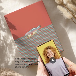 Personalised QR Code Wrapping Paper, Secret Message in a Bottle Design