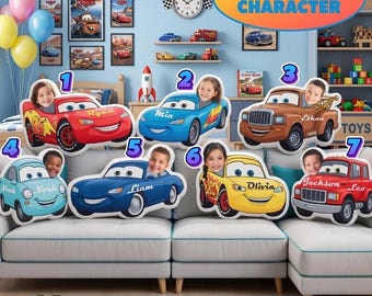 Personalized Race Car Cushion for Boys Girls Birthday Bedroom Decor, Custom  Cute Pillow Lightning McQueen Car Driver Photo Pillow Gifts