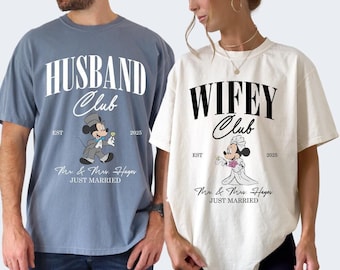 Personalized Disneyland Husband and Wife Shirt, Just Married Shirt, Bride and Groom Shirt, Wedding Anniversary Mr. & Mrs. Social Club Shirt