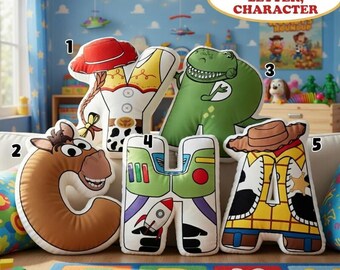 Custom Toy Story Name Letter Pillow, Personalized Disneyland Pillow for Son, Woody Buzz Nursery Baby Shower Gift  Toy Story Pillow Gift