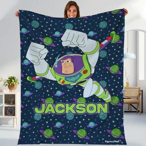 Personalized Toy Story Fleece Blanket, Woody And Buzz Lightyear Blanket, Toy Story To Infinity and Beyond Blanket, Disneyland Throw Blanket image 2