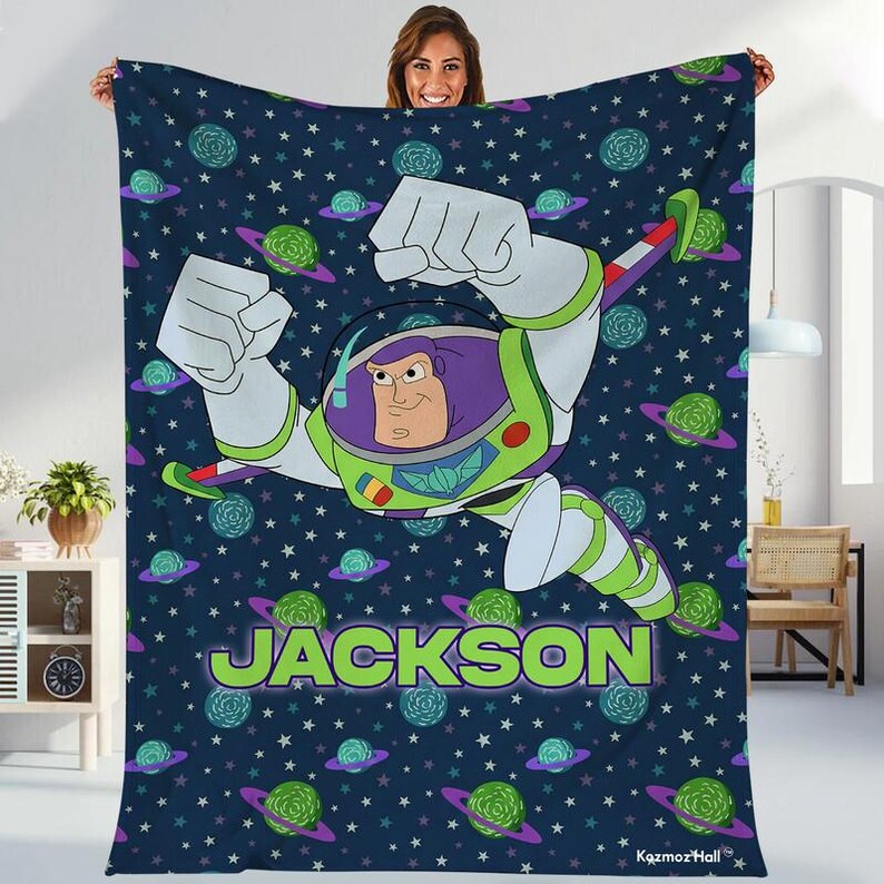 Personalized Toy Story Fleece Blanket, Woody And Buzz Lightyear Blanket, Toy Story To Infinity and Beyond Blanket, Disneyland Throw Blanket image 2